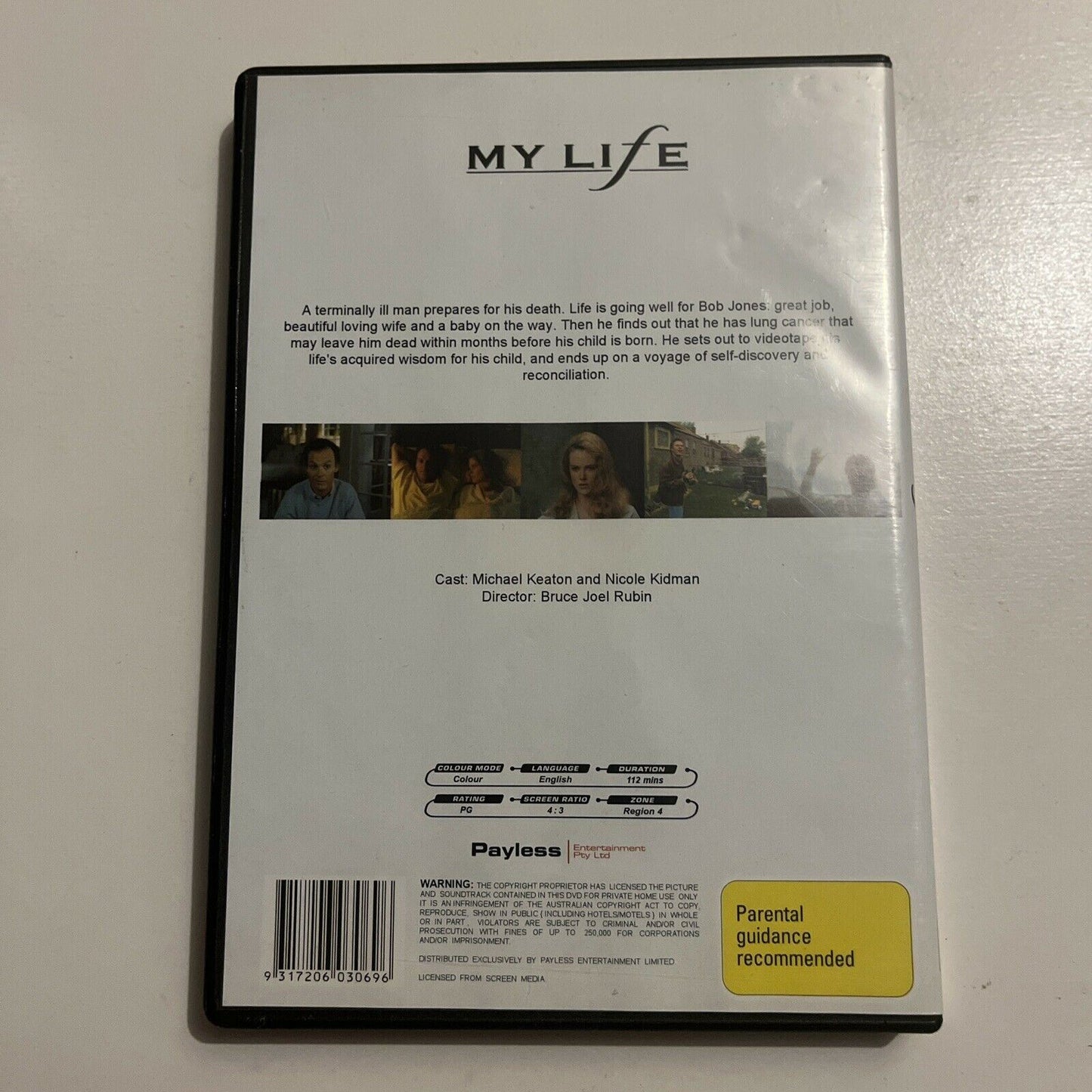 My Life (DVD, 1993) Nicole Kidman, Michael Keaton. Region 4