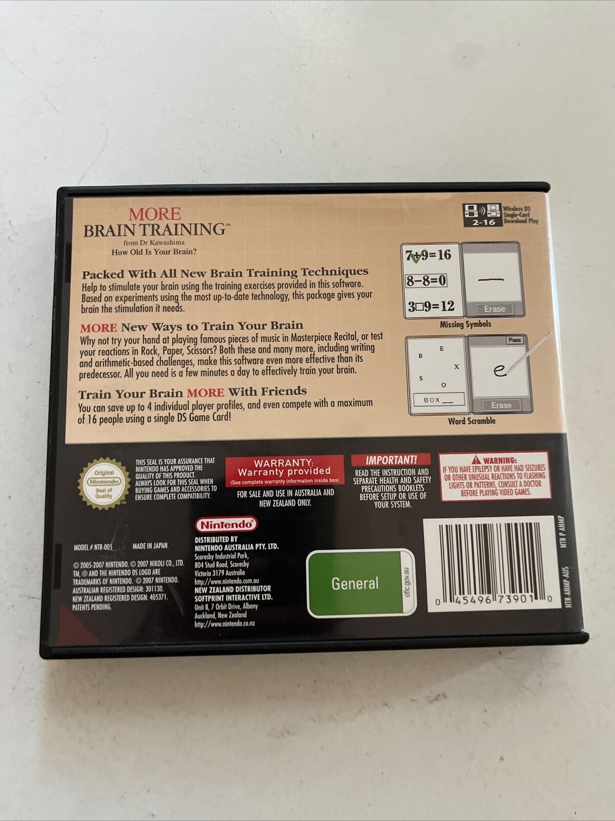 More Brain Training from Dr Kawashima (Nintendo DS, 2007) With Manual