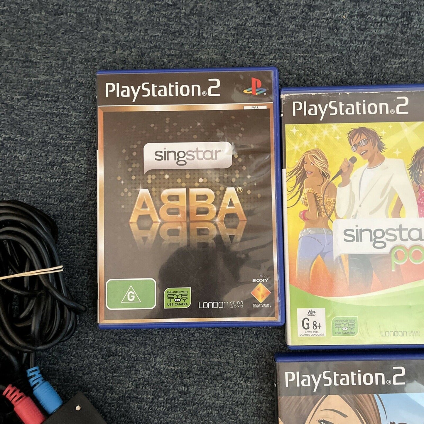 2x SingStar Microphones USB + 5x SingStar (ABBA) PlayStation 2 PS2 Games PAL