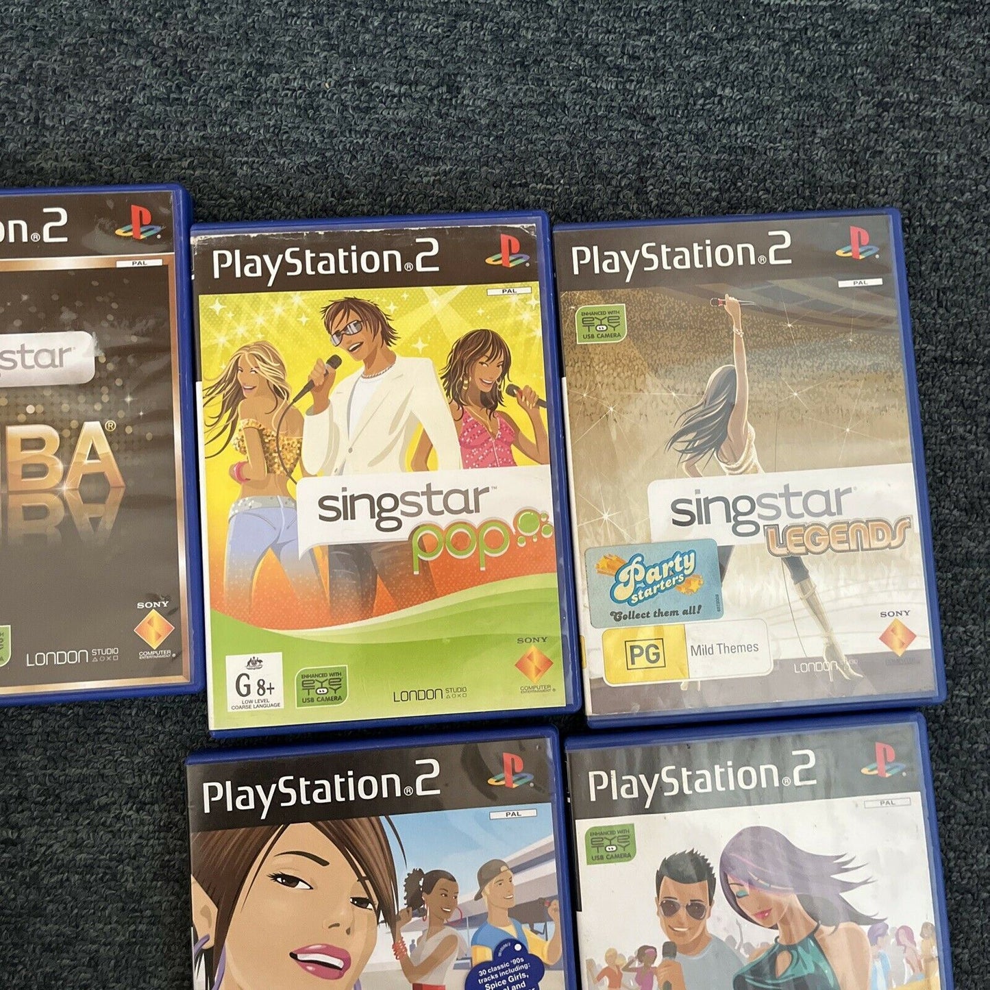 2x SingStar Microphones USB + 5x SingStar (ABBA) PlayStation 2 PS2 Games PAL