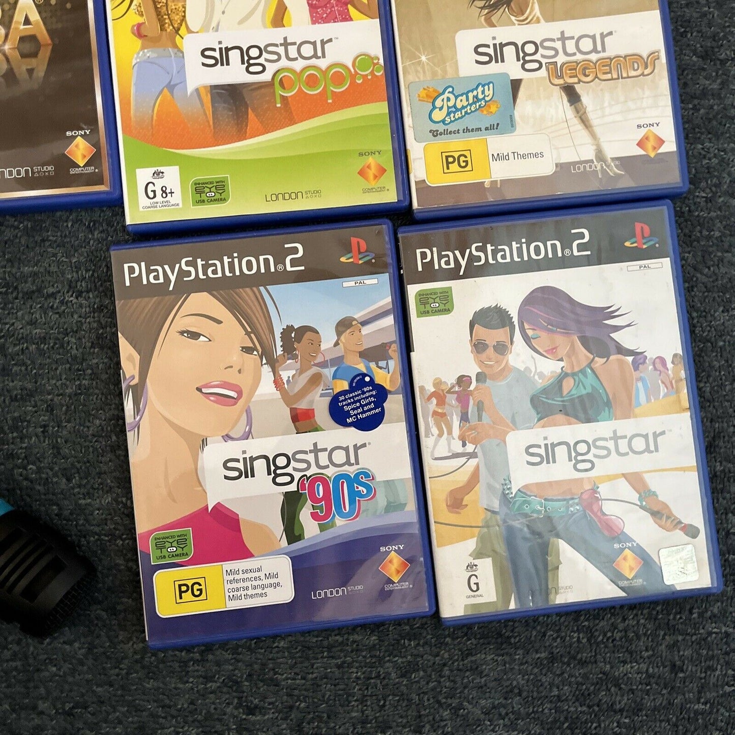 2x SingStar Microphones USB + 5x SingStar (ABBA) PlayStation 2 PS2 Games PAL