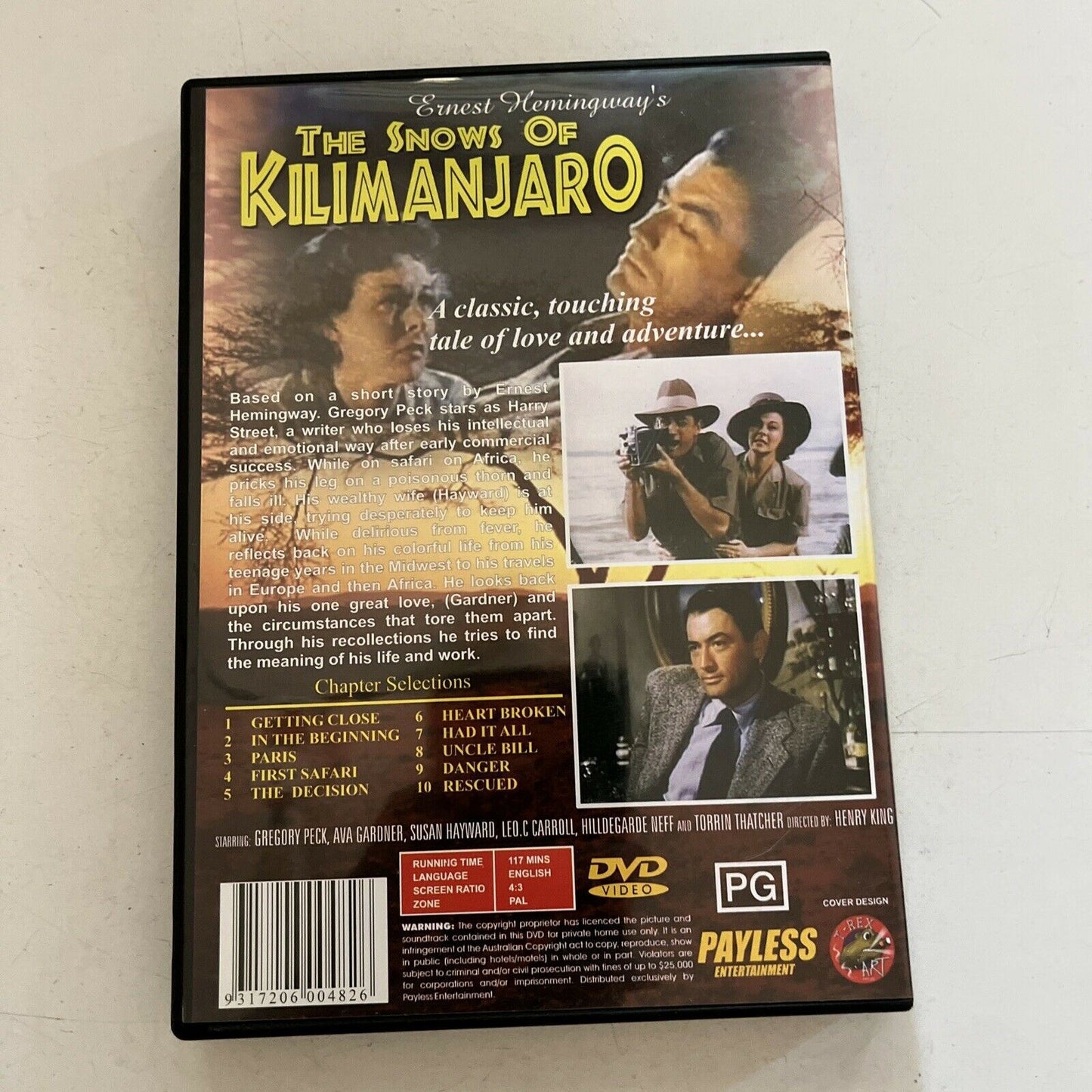 The Snows Of Kilimanjaro (DVD, 1952) Gregory Peck, Ava Gardner. All Regions