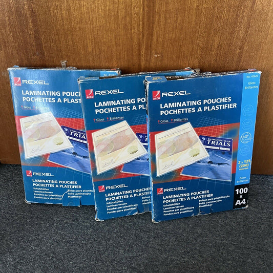 *New* 3x Laminating Pouch A4 125 Micron pack 100 Gloss 41623 Rexel