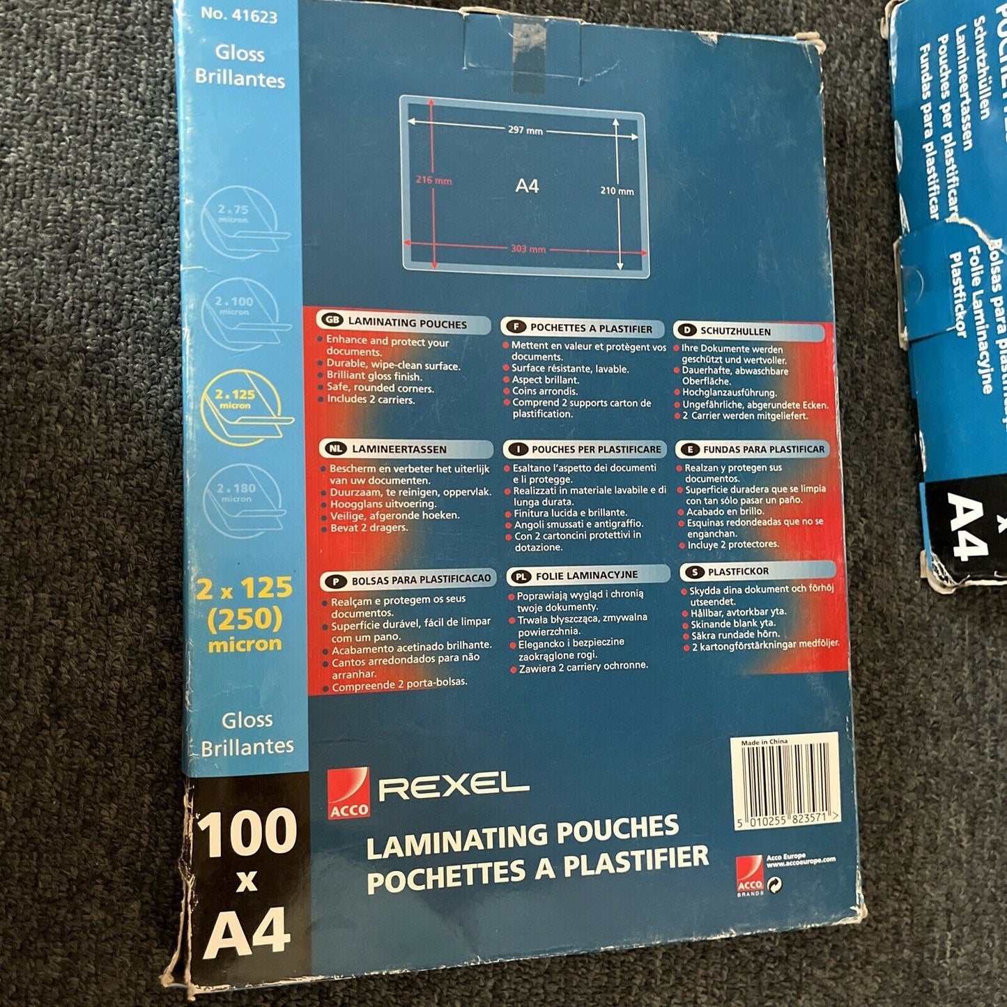 *New* 3x Laminating Pouch A4 125 Micron pack 100 Gloss 41623 Rexel