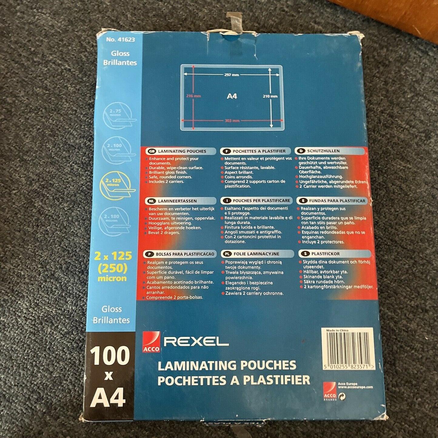 *New* 3x Laminating Pouch A4 125 Micron pack 100 Gloss 41623 Rexel