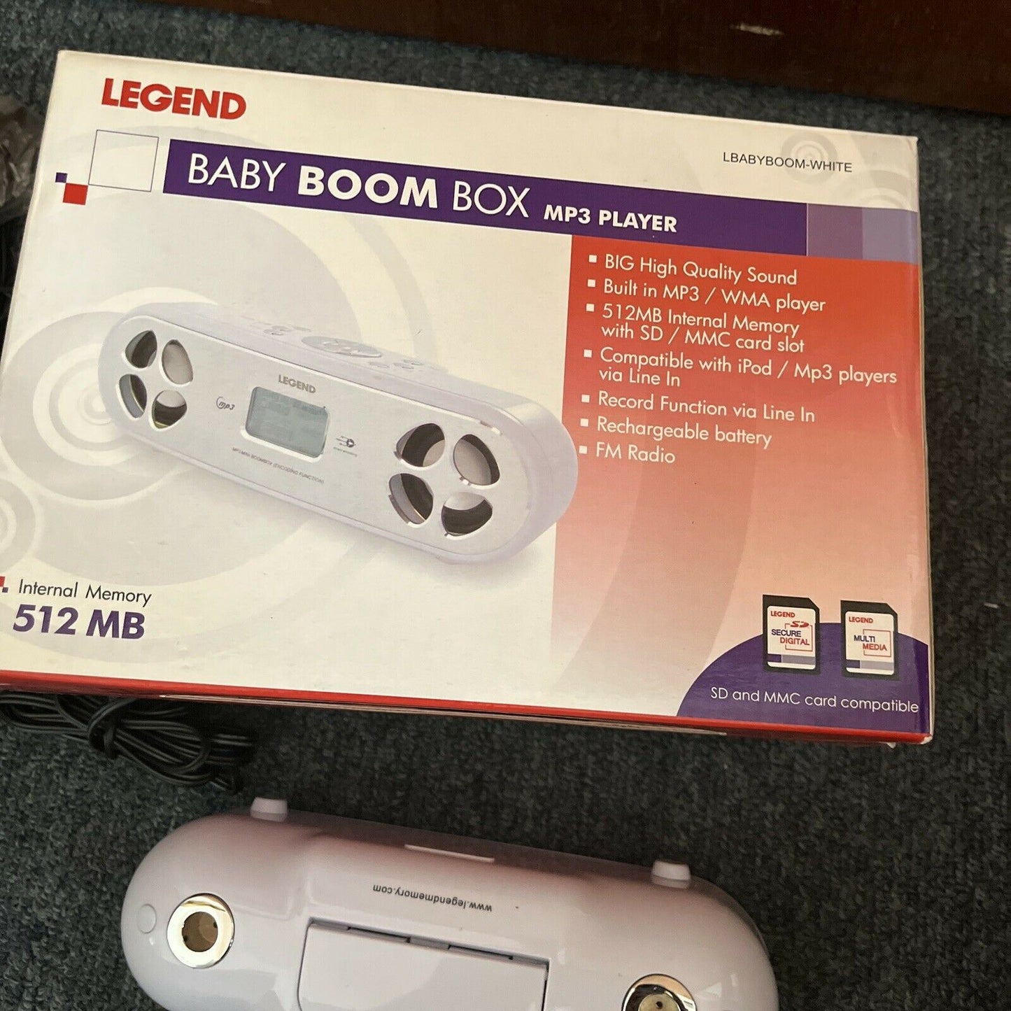 Legend Baby Boom Box MP3 Player FM Radio Rechargeable Battery