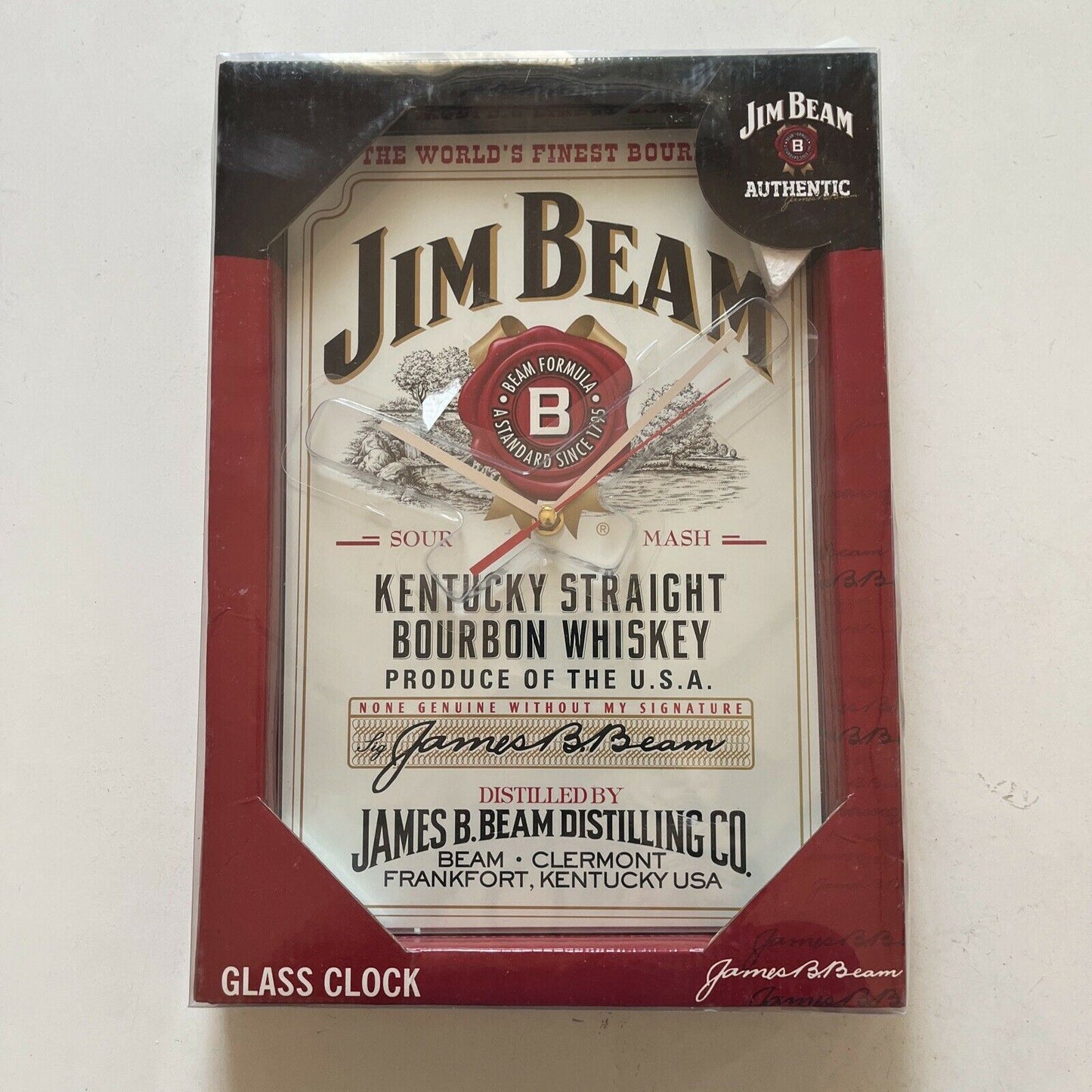 Jim Beam Glass Clock - Wall Clock 35cmx23cm