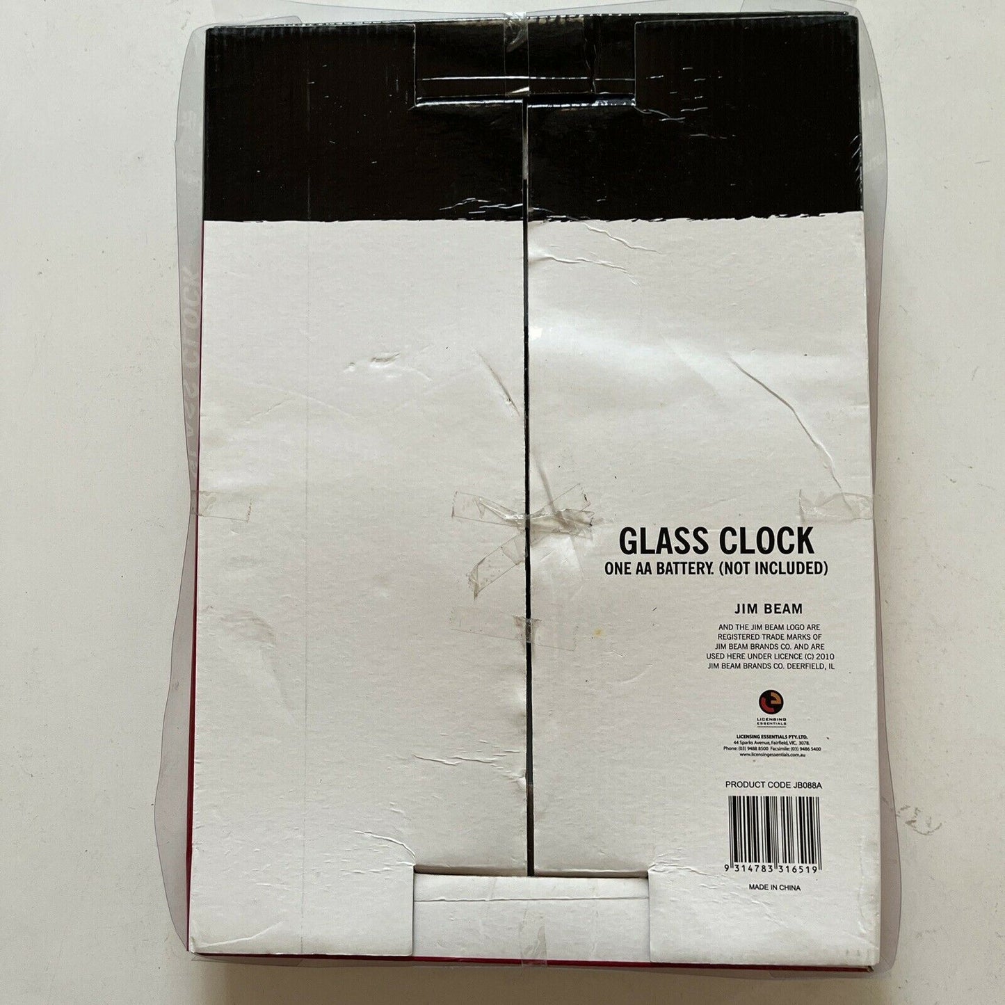 Jim Beam Glass Clock - Wall Clock 35cmx23cm