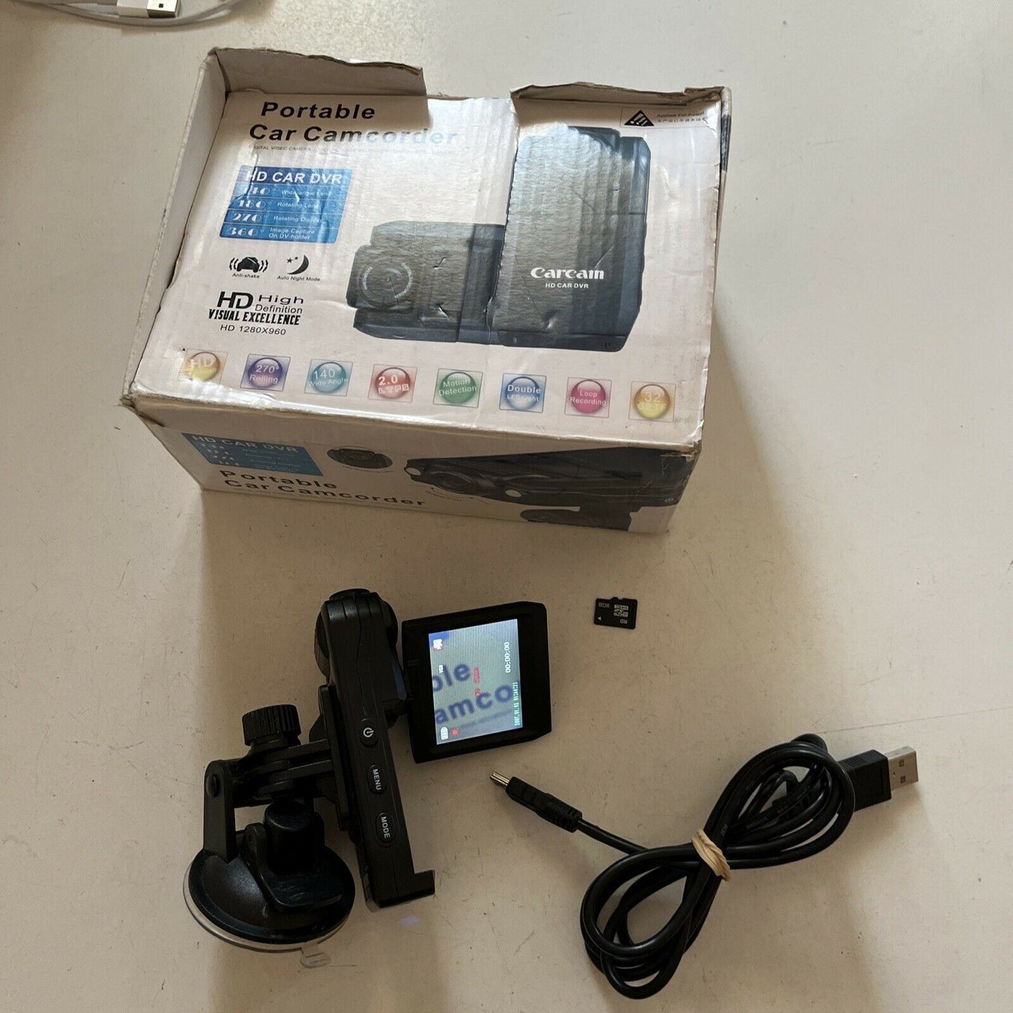 HD Car DVR Portable Car Camcorder Dashcam With 8gb Micro SD Card