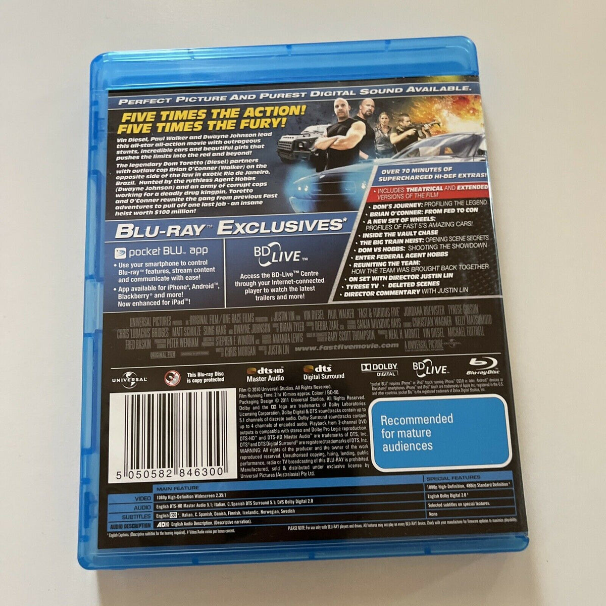 Fast & Furious 5 (Blu-ray, 2011) Region B