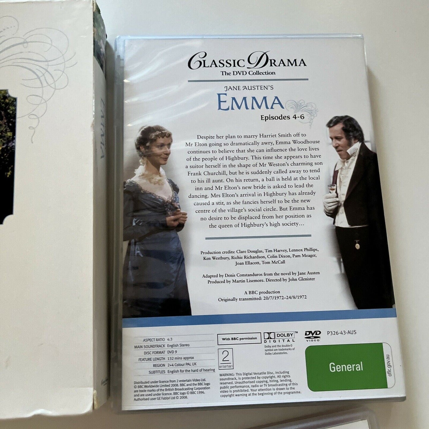 Jane Austen's: Emma (DVD, 1972, 2-Disc) BBC Region 4&2