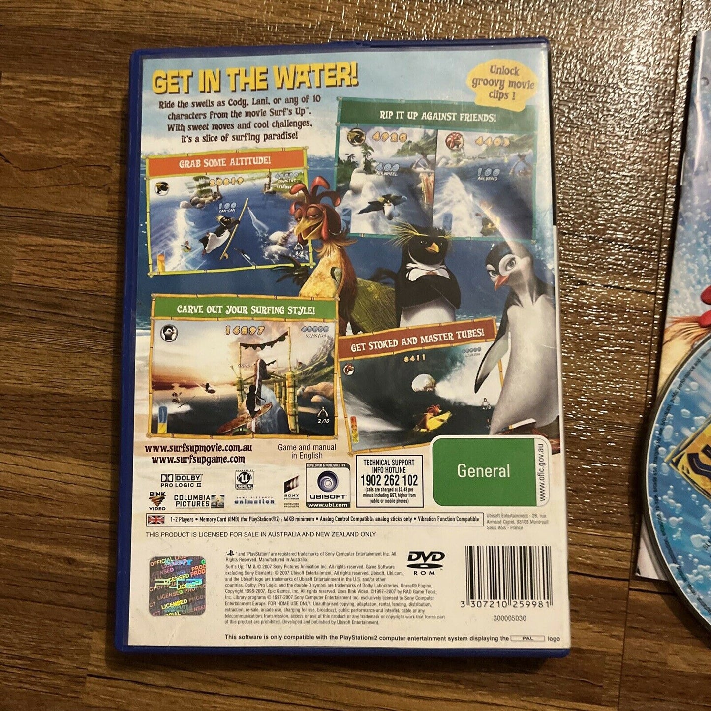 Surf's Up (Sony PlayStation 2 PS2, 2007) Ubisoft Penguins PAL With Manual