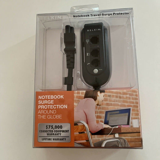 *New* Belkin Notebook Travel Surge Protector 3 Prong C6 Connectors