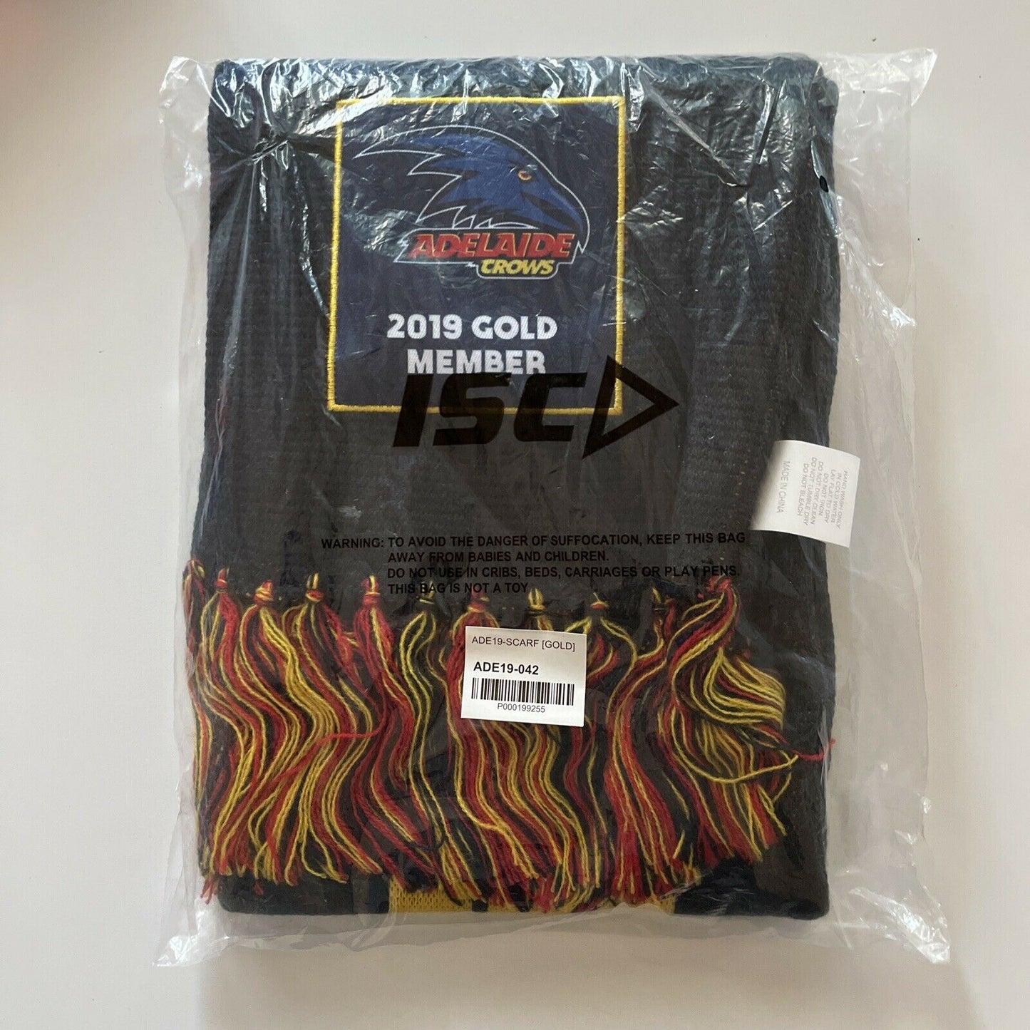 Adelaide Crows AFL ‘We Fly As One’ GOLD MEMBER 2019 scarf AFL ISC - NEW IN BAG