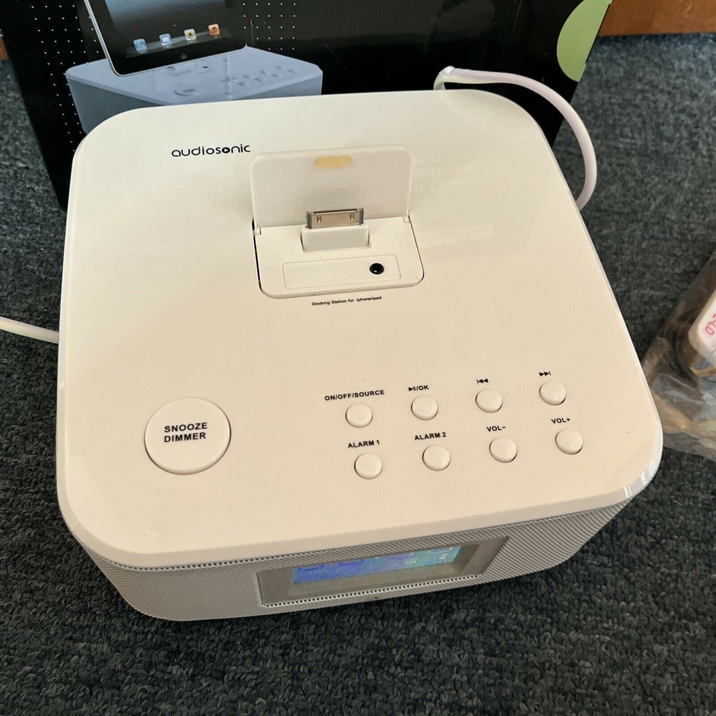 Audiosonic Alarm Clock Radio Dock iPod 30-Pin  ANW-100