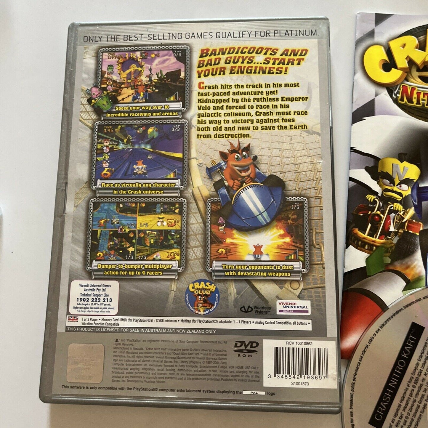 Crash Nitro Kart - Sony PlayStation 2  Complete & Manual - PAL