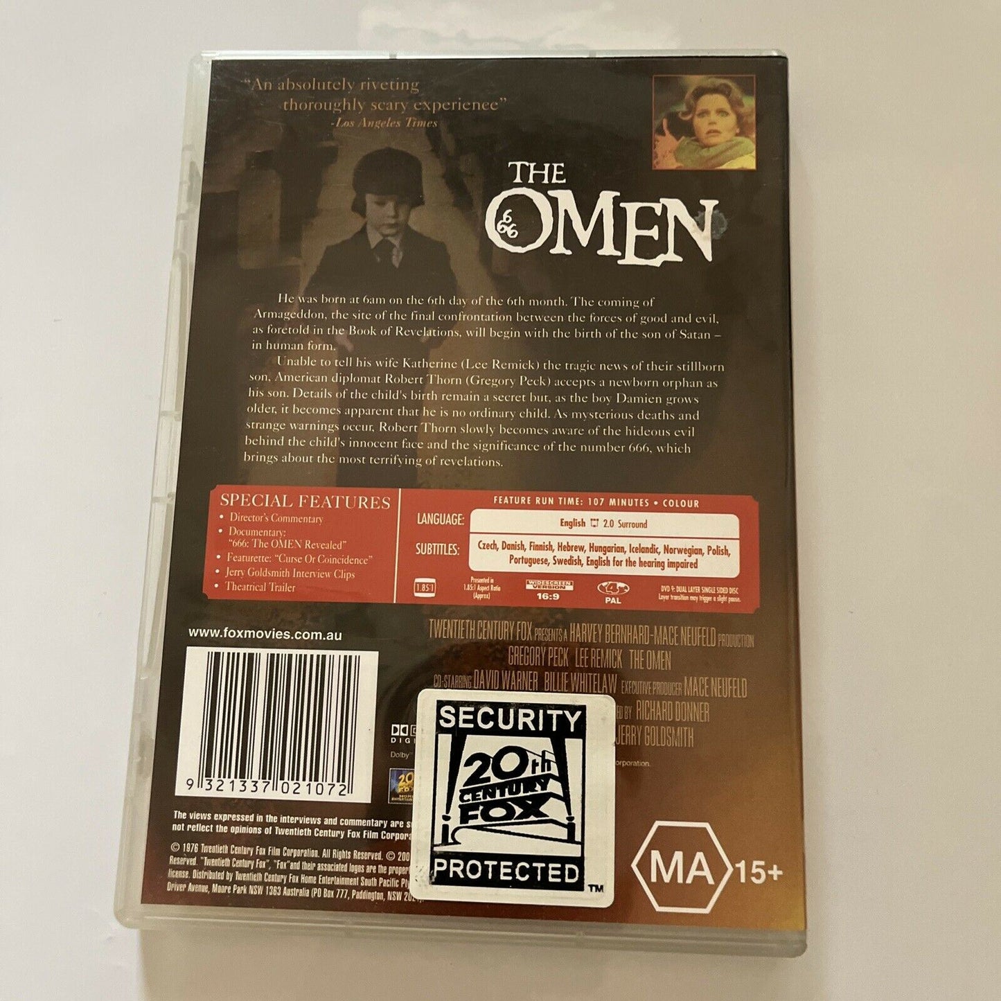 The Omen - 25th Anniversary Edition (DVD, 1976) Gregory Peck, Region 4