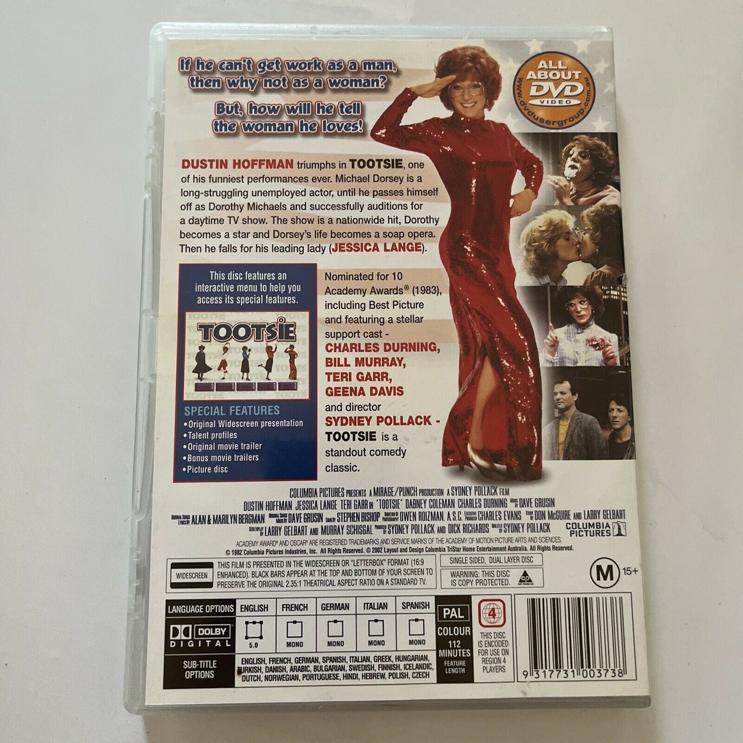 Tootsie (DVD, 1982) Dustin Hoffman, Jessica Lange, Teri Garr,  Region 4