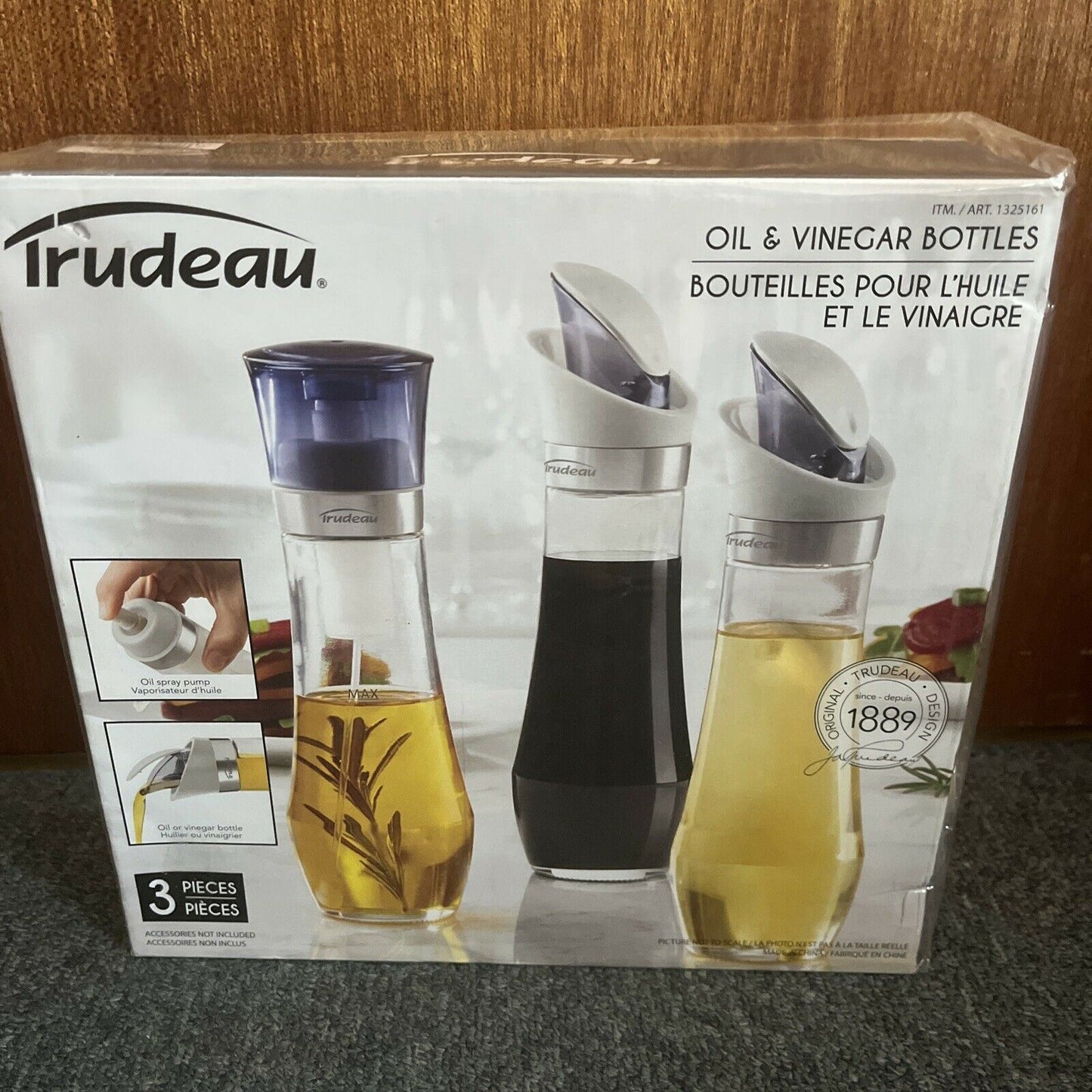 Trudeau Oil & Vinegar Bottles 3 Pack Oil Salad Dressing Oil Spray Disp