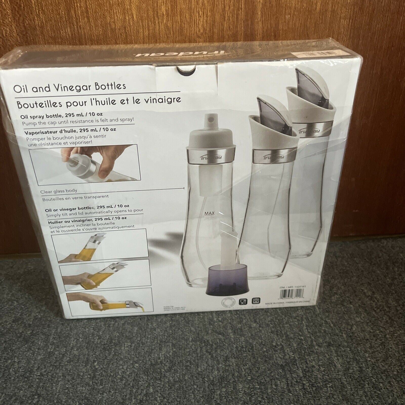 Trudeau Oil & Vinegar Bottles 3 Pack Oil Salad Dressing Oil Spray Disp