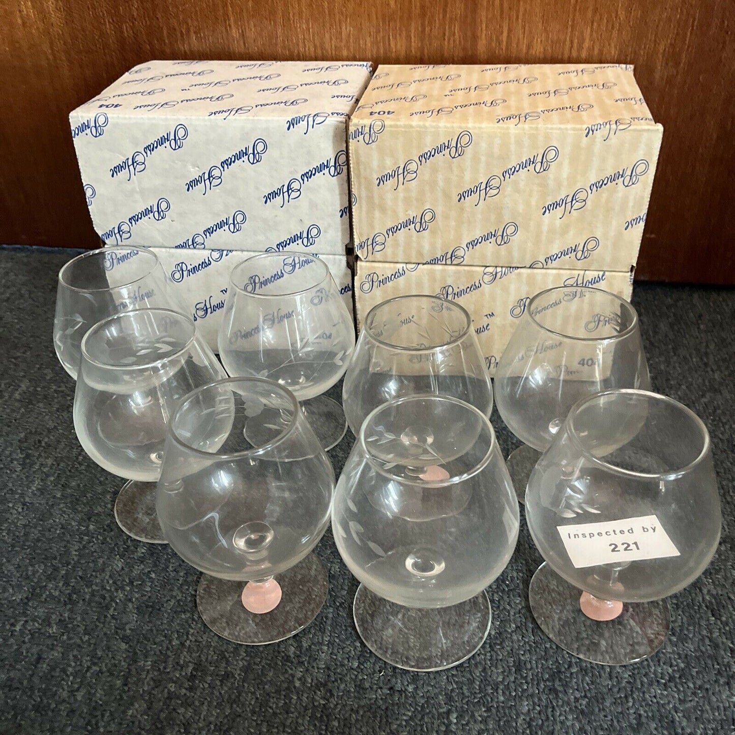 8x Princess House 404 Handcut Brandy Glasses 1989