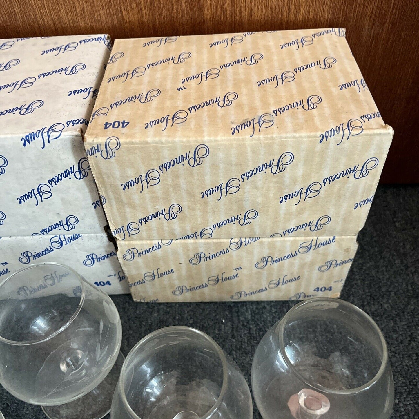 8x Princess House 404 Handcut Brandy Glasses 1989