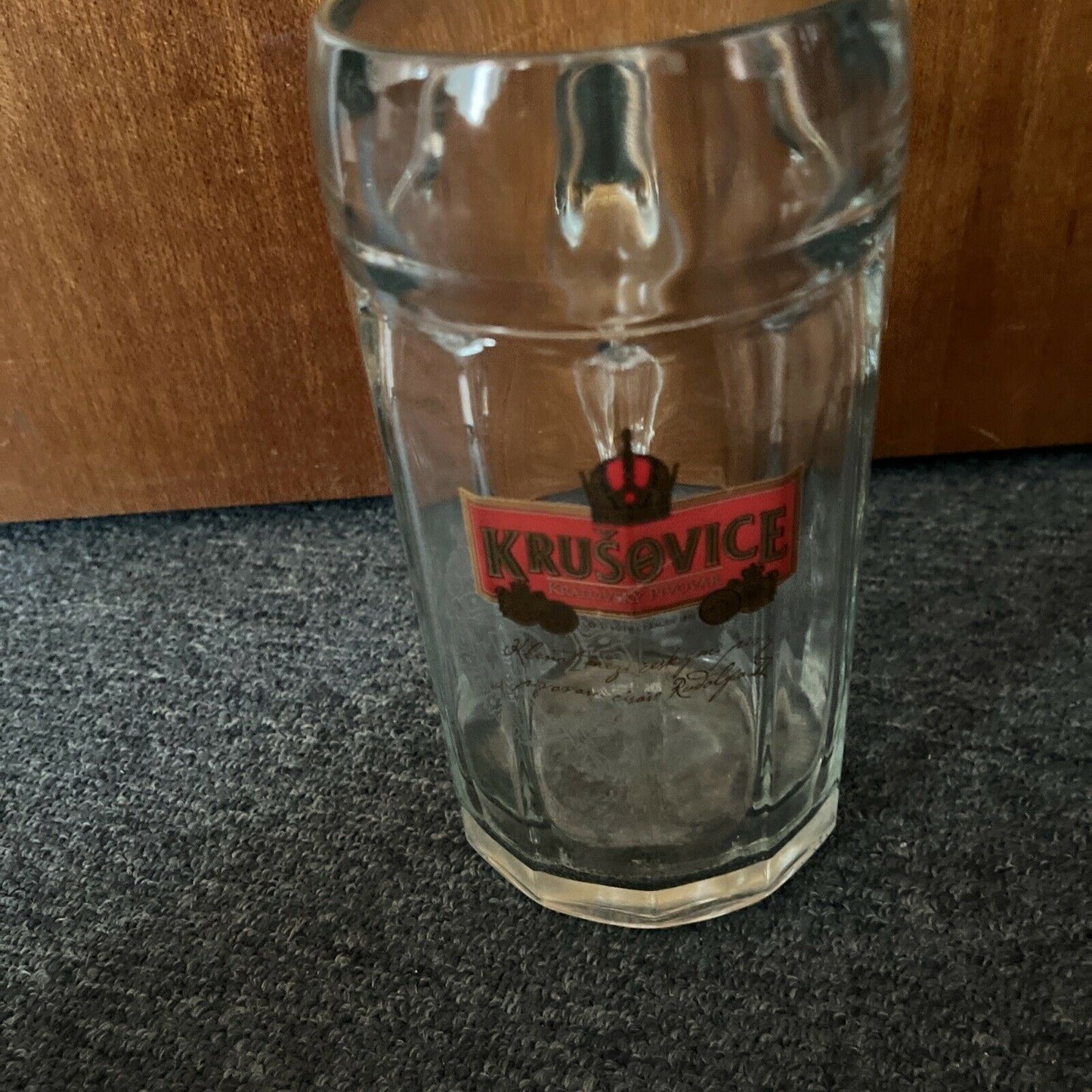 Krusovice Kralovsky Pivovar Beer Stein Mug Glass 1L Made In Austria