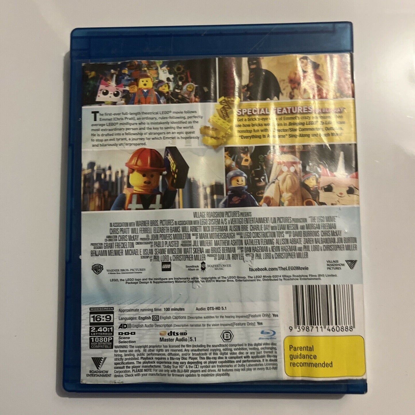 The Lego Movie (Blu-ray, 2014) Will Arnett, Elizabeth Banks, Region B