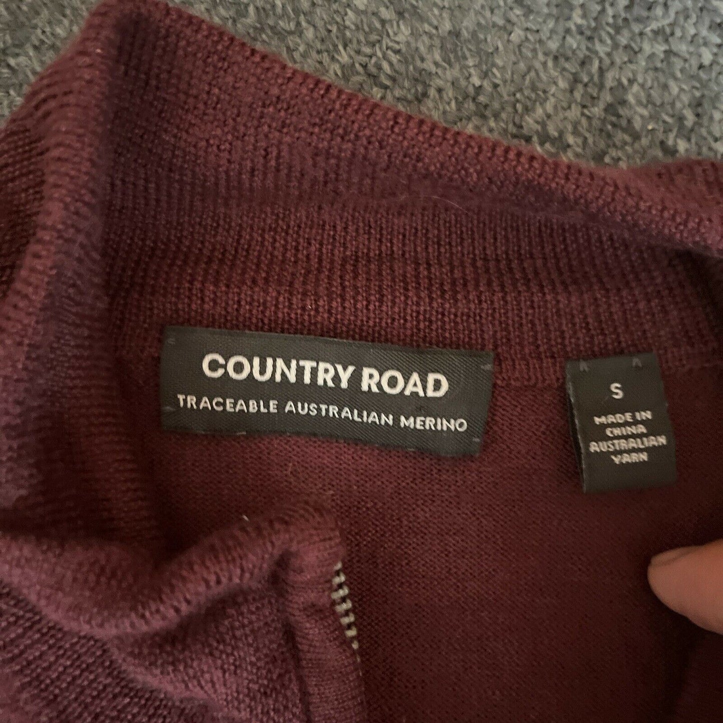 Country Road Maroon Pullover Jumper Australian Merino Wool Small Size