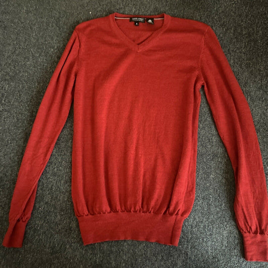 David Jones Red Jumper Pure Merino Wool Small Size Woolmark