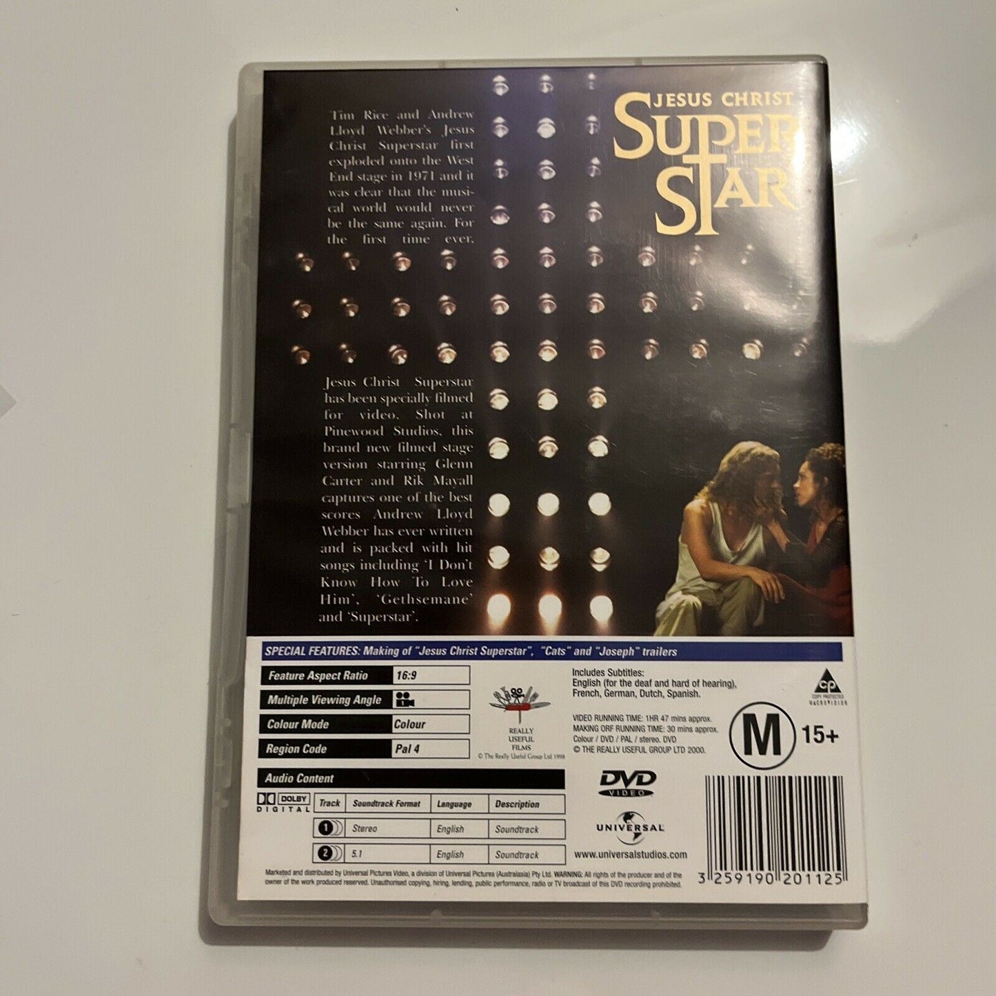 Jesus Christ Superstar (DVD, 2000) Glen Carter, Jerome Pradon, Region 4