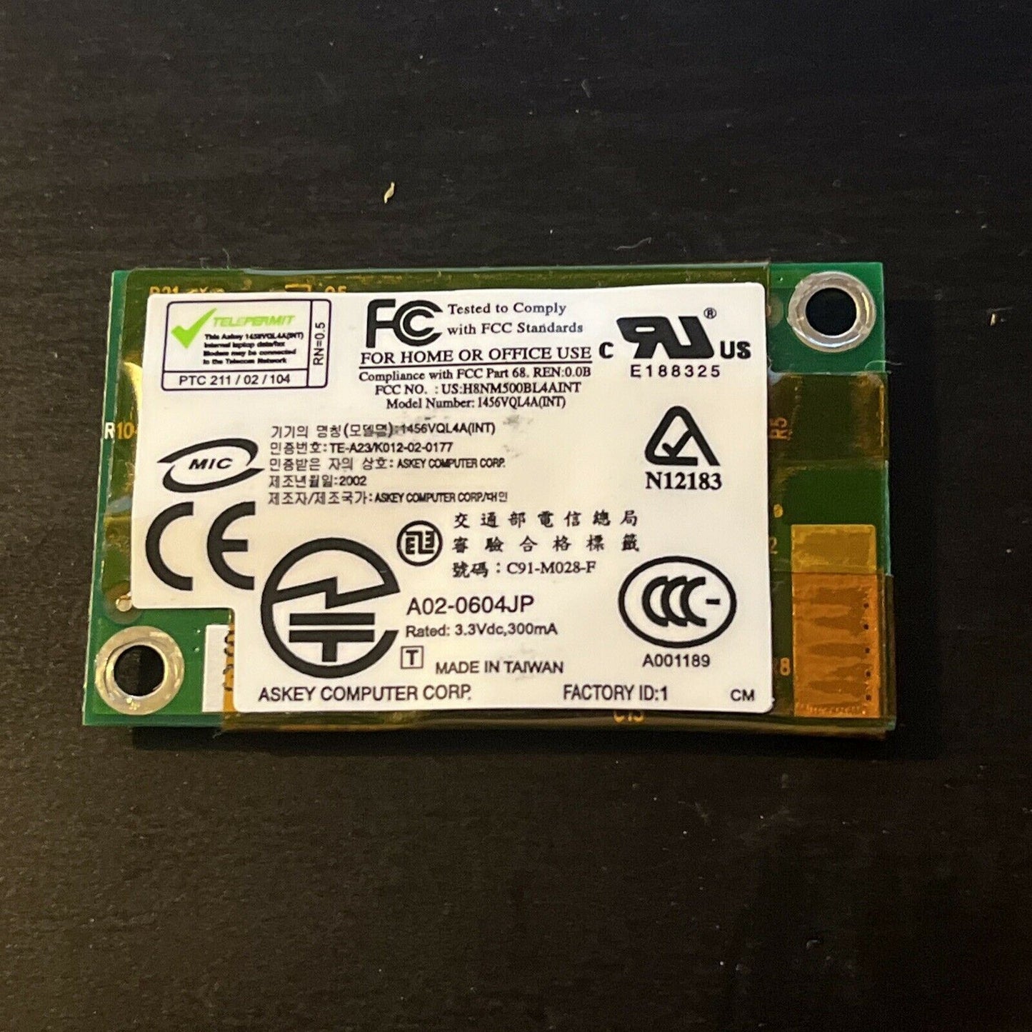 Askey A02-604JP Wifi Chip For NEC Notebook Versa M320