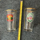 9x Heineken Drinking Glasses 13cm Tall