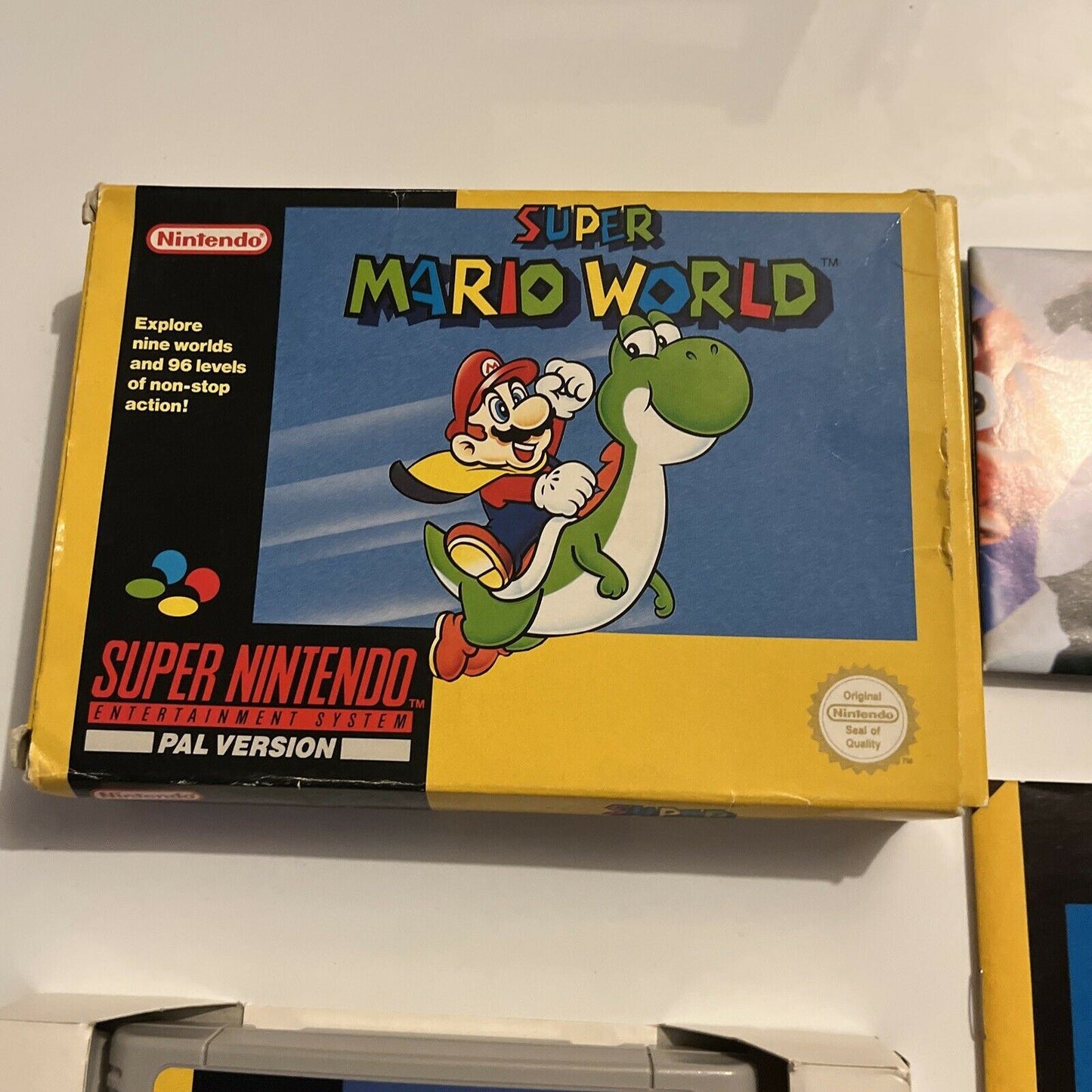 Super Mario World - Super Nintendo SNES With Manual Box Poster PAL