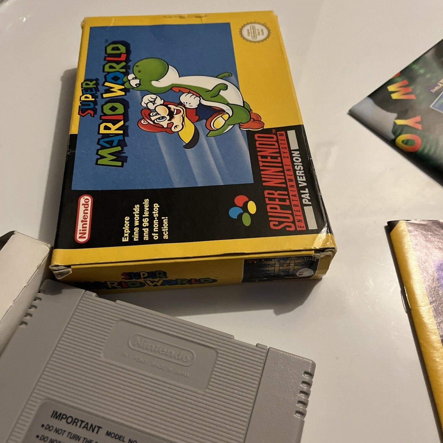 Super Mario World - Super Nintendo SNES With Manual Box Poster PAL