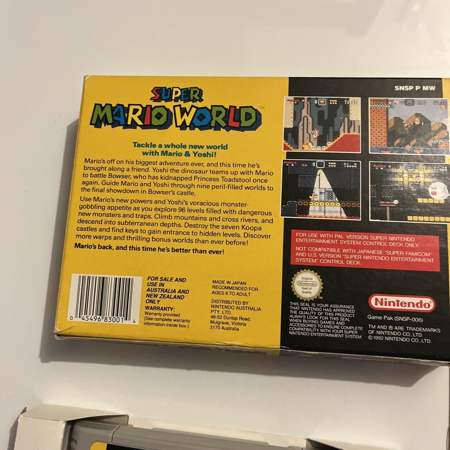 Super Mario World - Super Nintendo SNES With Manual Box Poster PAL