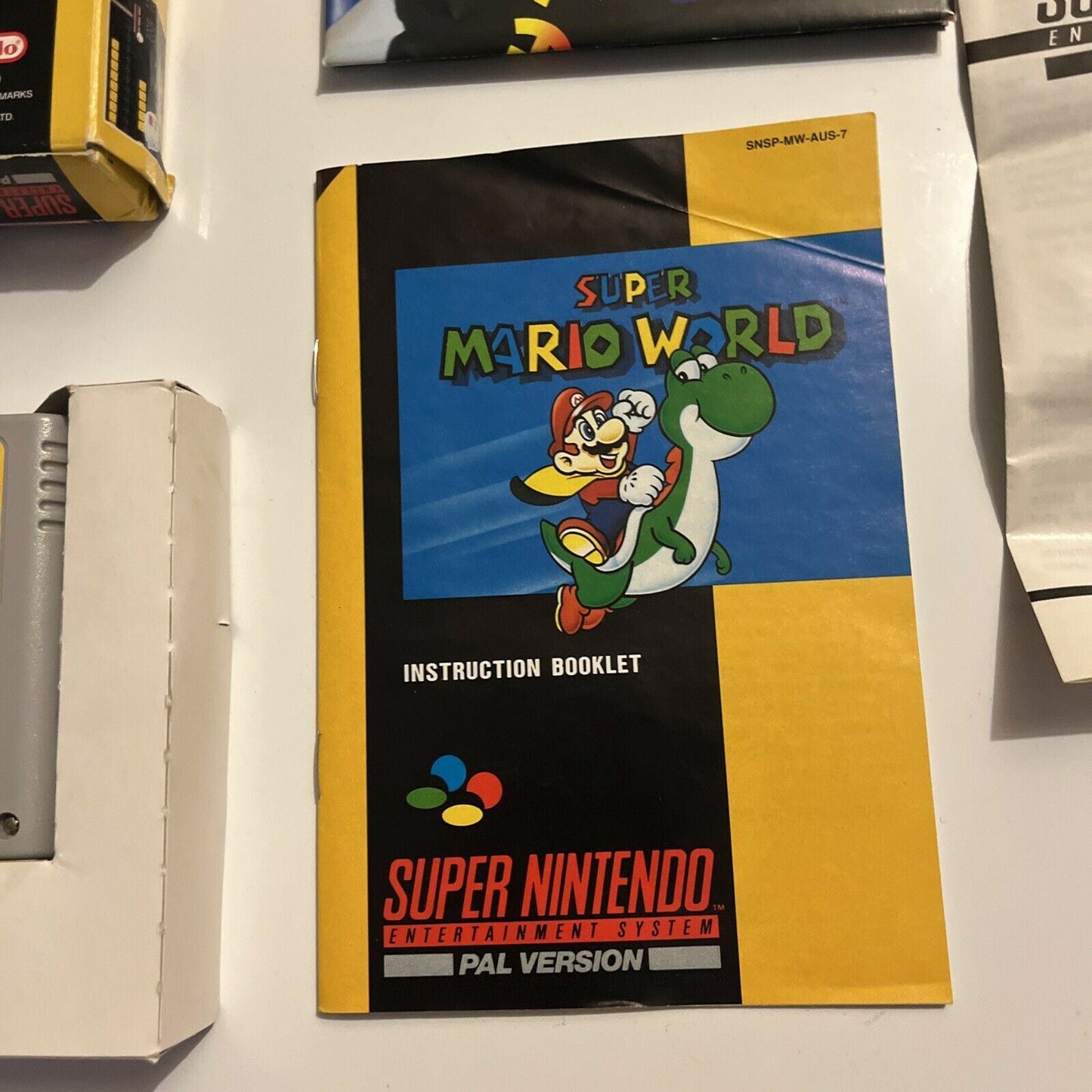 Super Mario World - Super Nintendo SNES With Manual Box Poster PAL