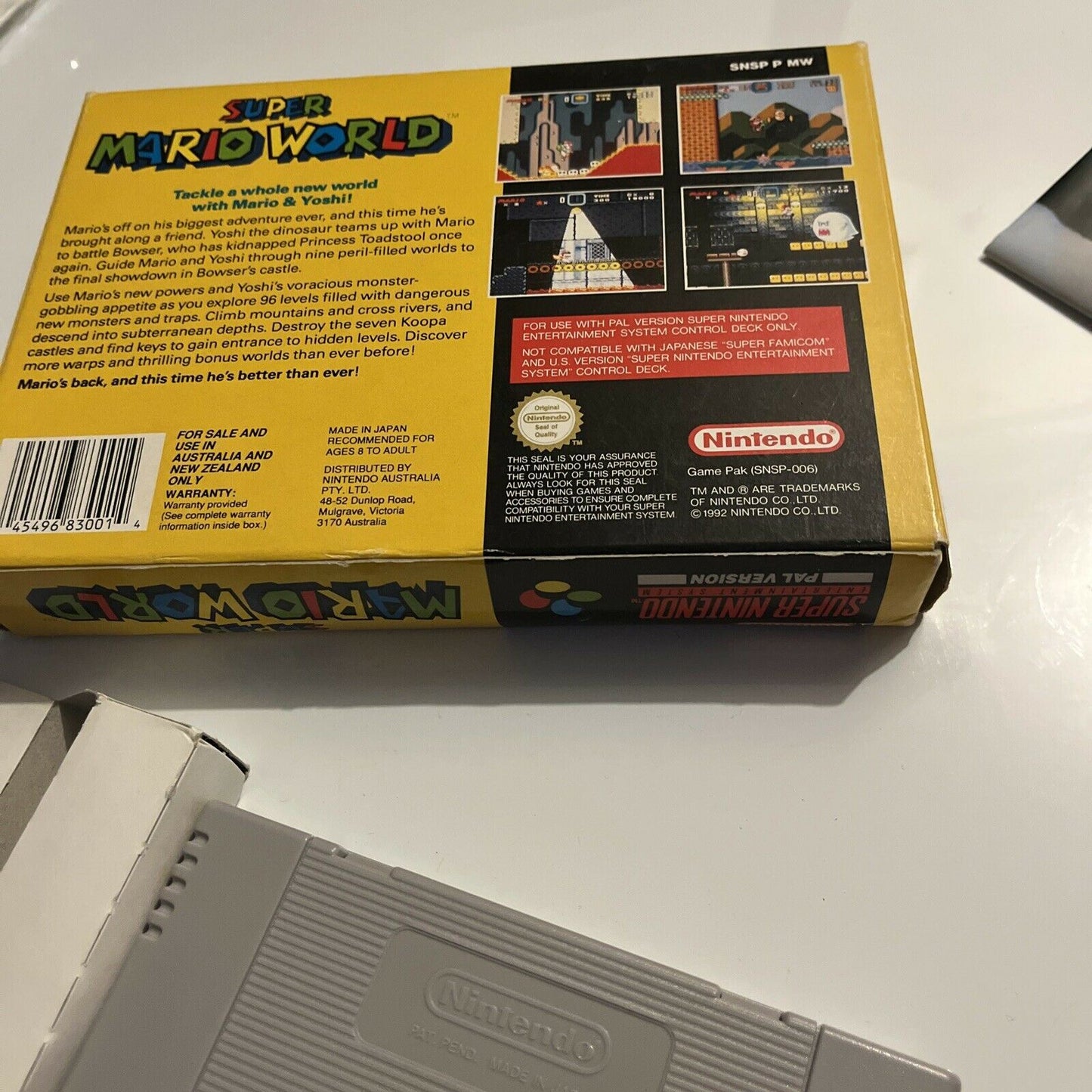 Super Mario World - Super Nintendo SNES With Manual Box Poster PAL