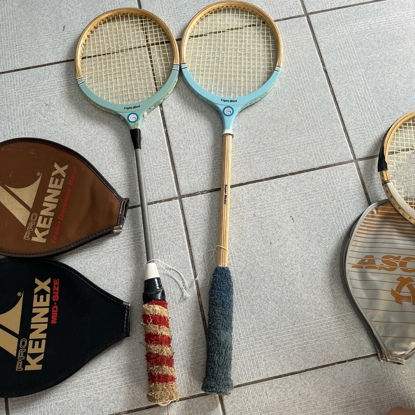 Vintage 2x Grays Light Blue & Ascot Point Three Five 2070 Squash Racquet