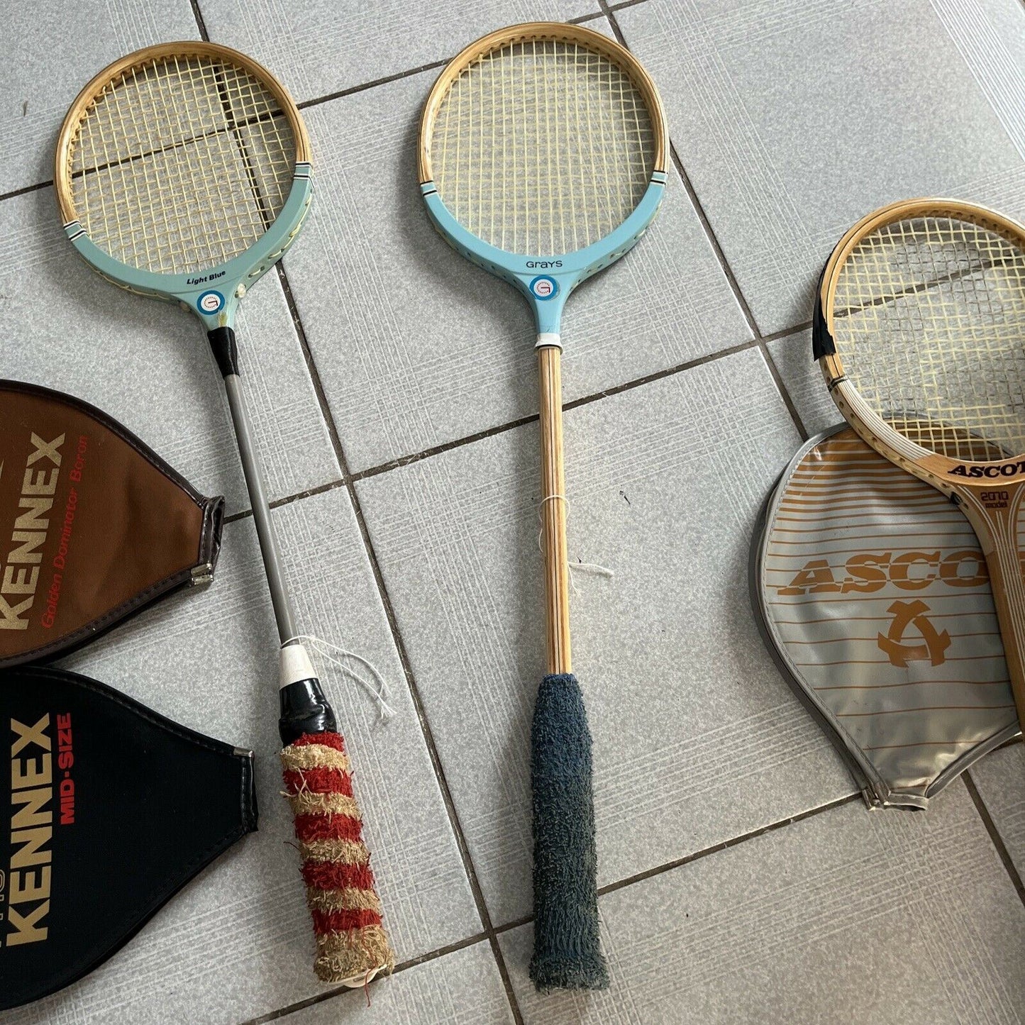 Vintage 2x Grays Light Blue & Ascot Point Three Five 2070 Squash Racquet