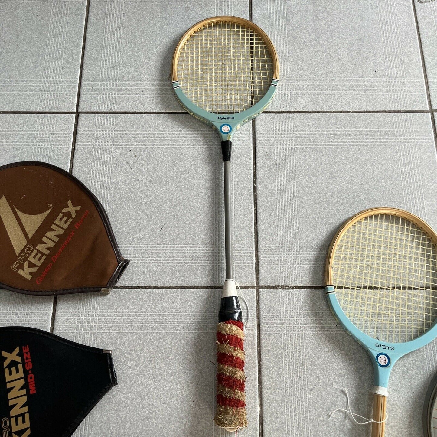 Vintage 2x Grays Light Blue & Ascot Point Three Five 2070 Squash Racquet