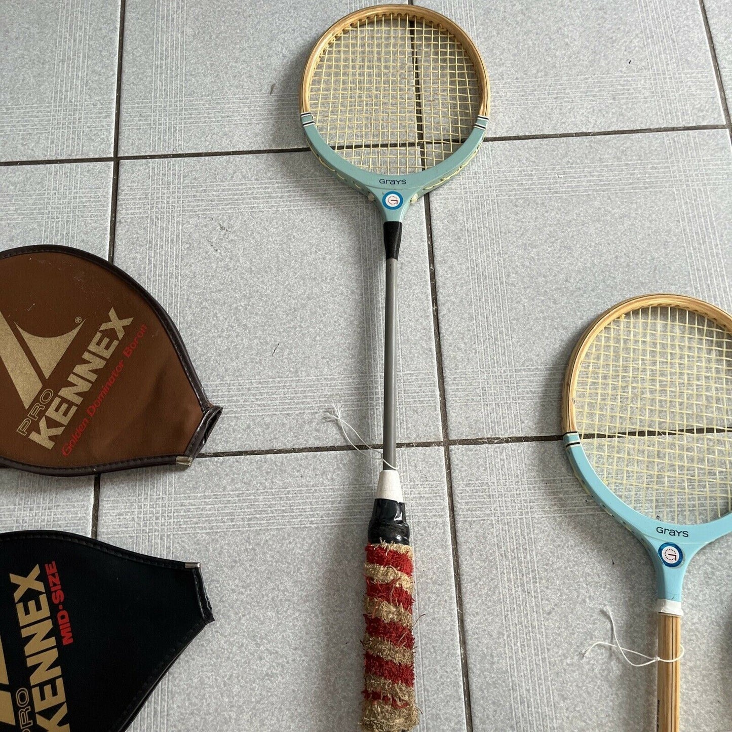 Vintage 2x Grays Light Blue & Ascot Point Three Five 2070 Squash Racquet