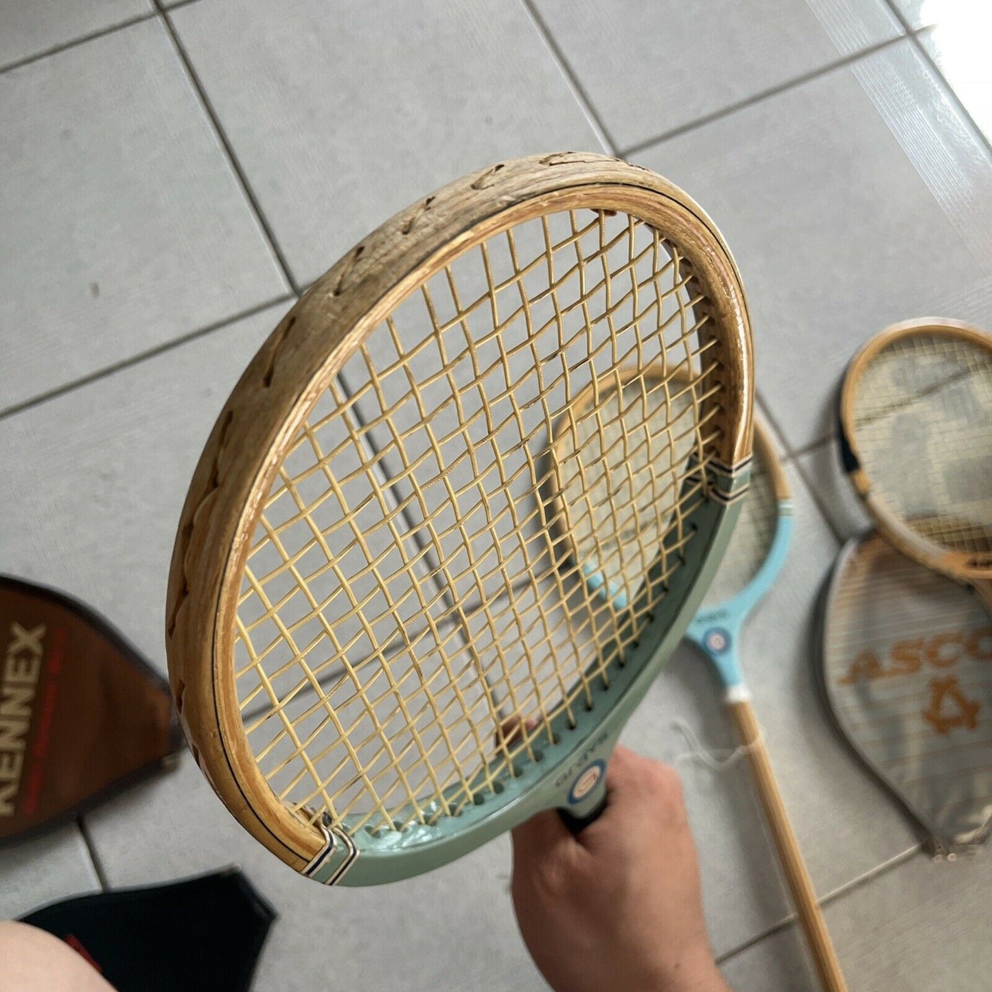 Vintage 2x Grays Light Blue & Ascot Point Three Five 2070 Squash Racquet