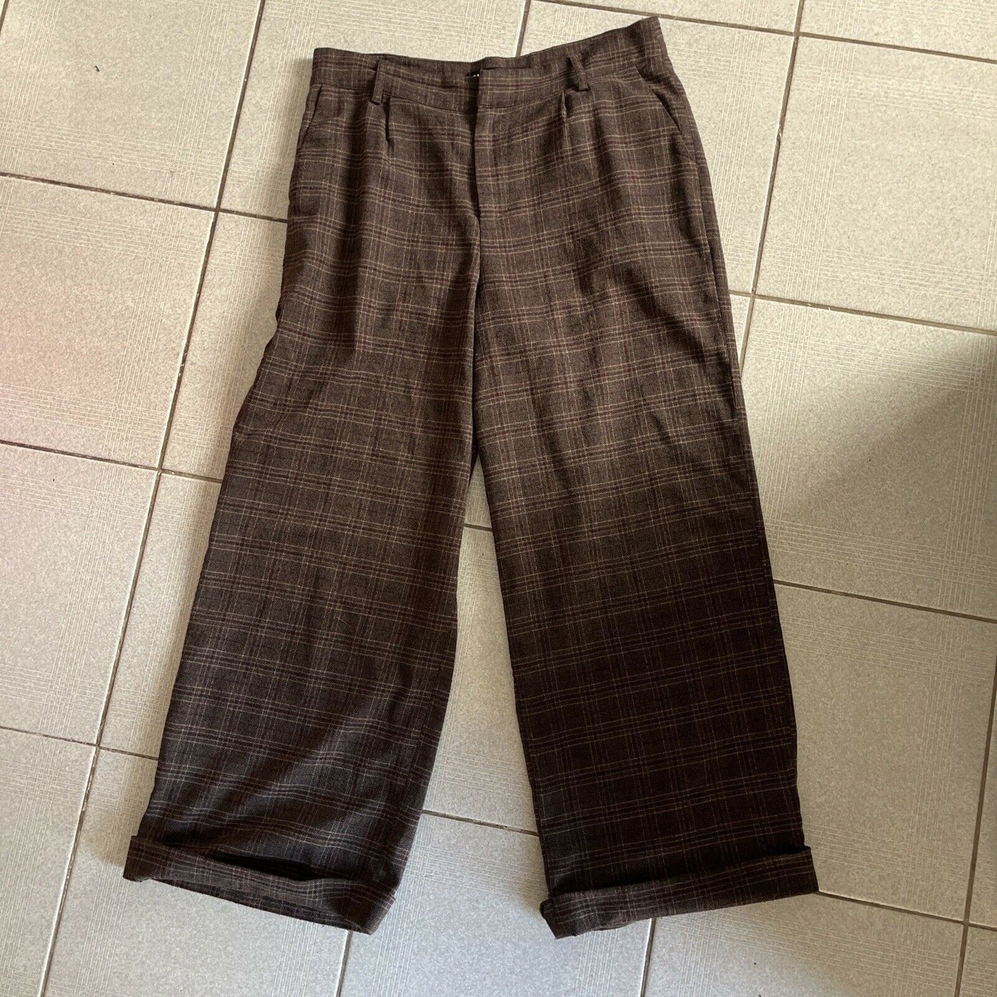 Dangerfield Brown/Grey Women's Wide Pants Size 12