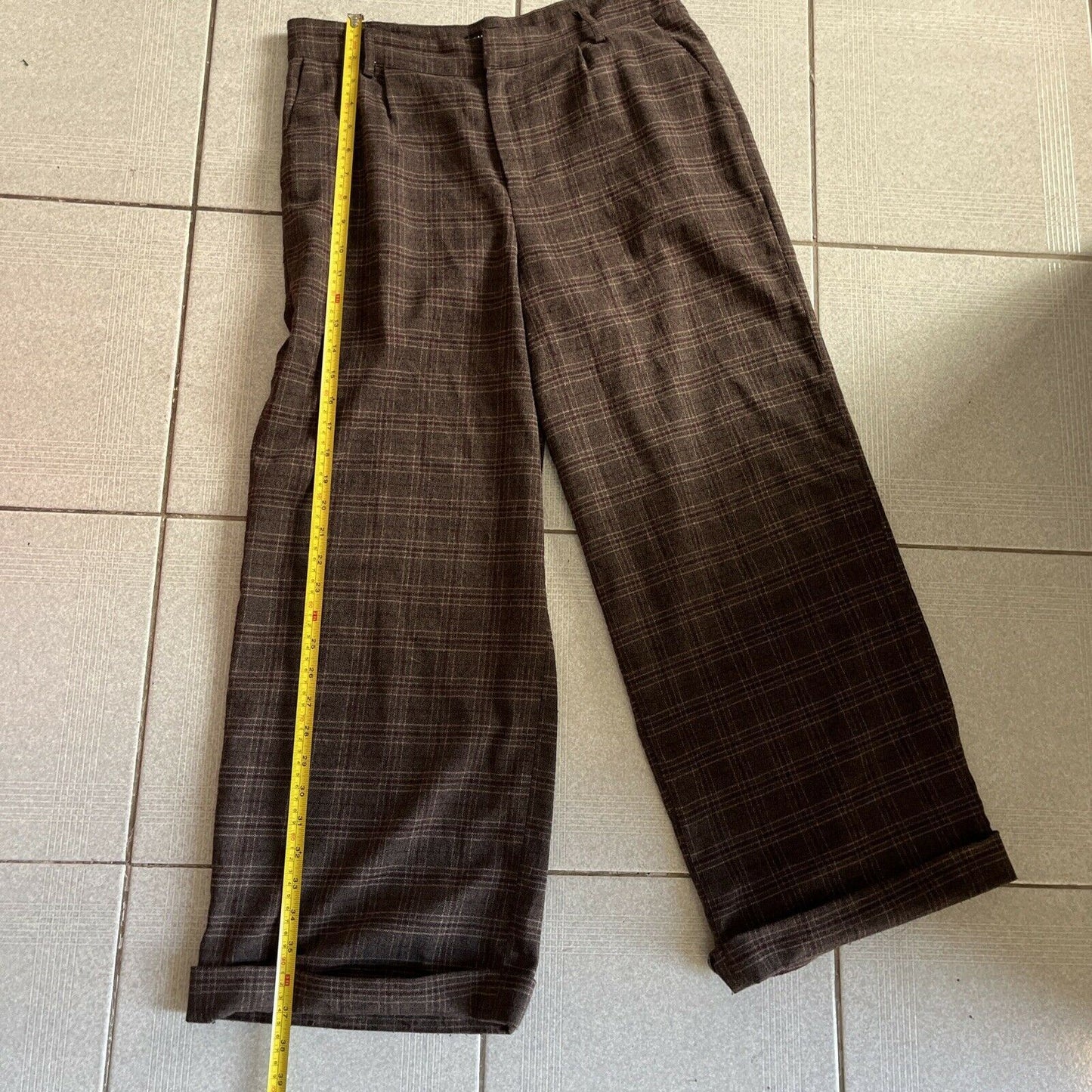 Dangerfield Brown/Grey Women's Wide Pants Size 12