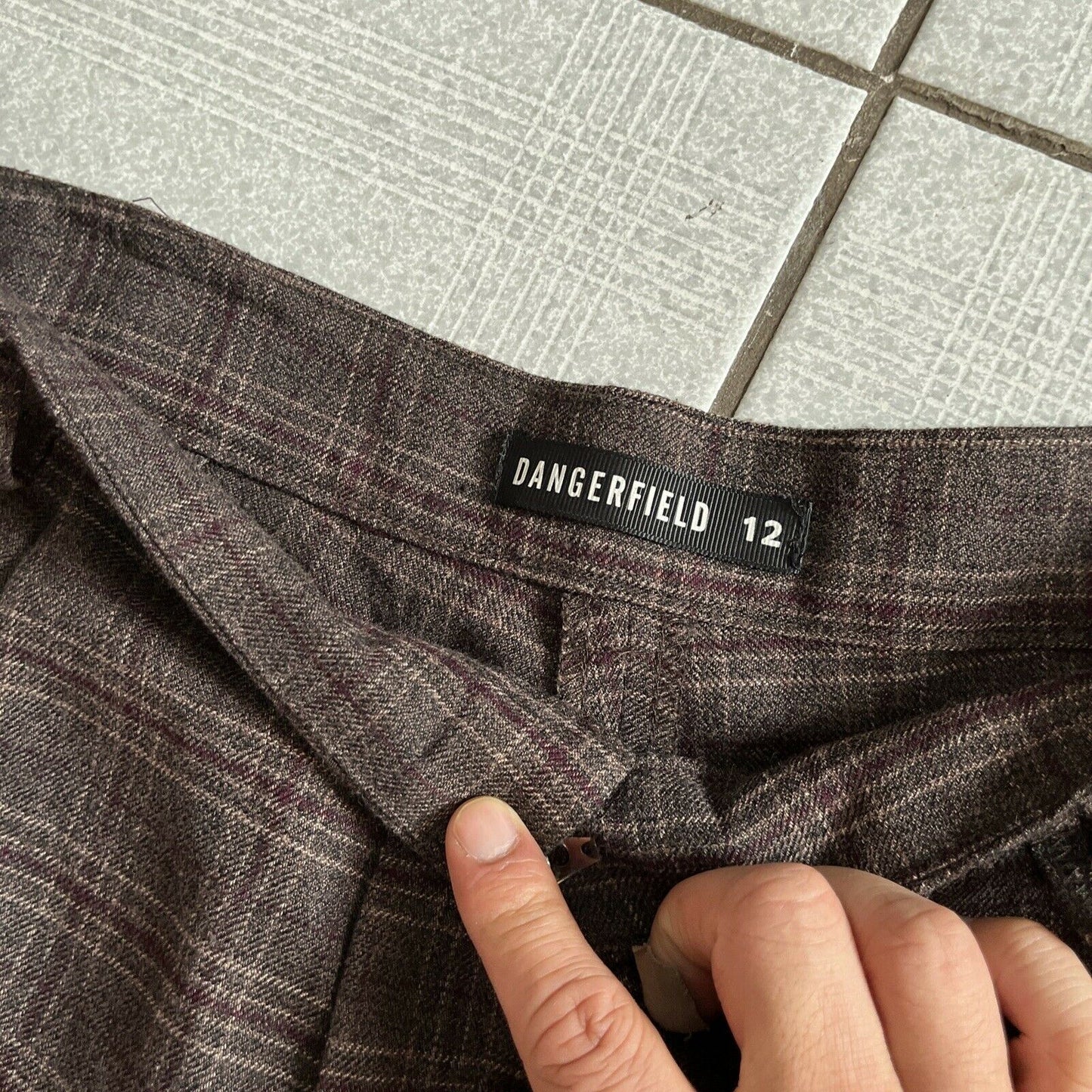 Dangerfield Brown/Grey Women's Wide Pants Size 12