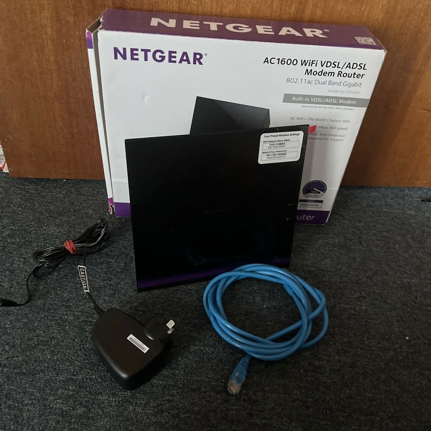 NETGEAR D6400 AC1600 Dual Band Gigabit WiFi Modem Router NBN Compatible