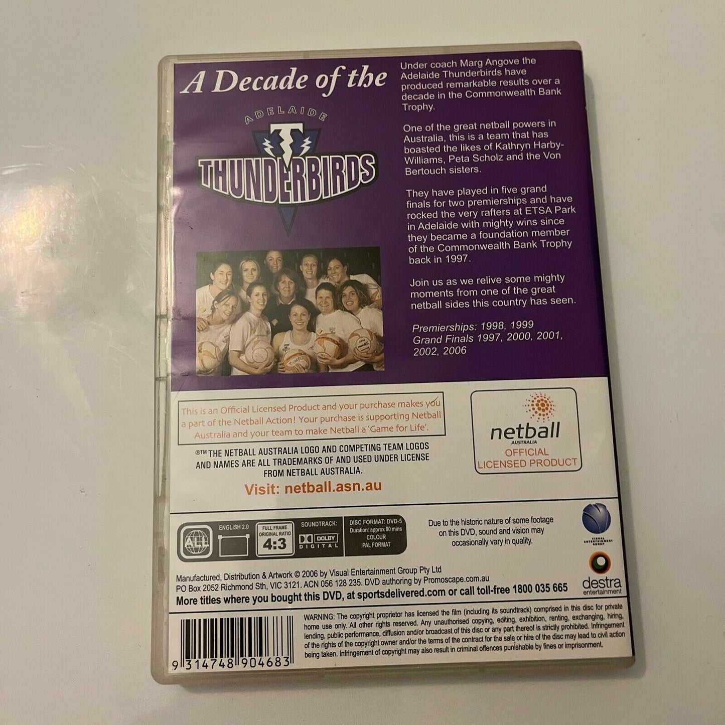 Decade Of The Adelaide Thunderbirds (DVD, 2006) All Regions