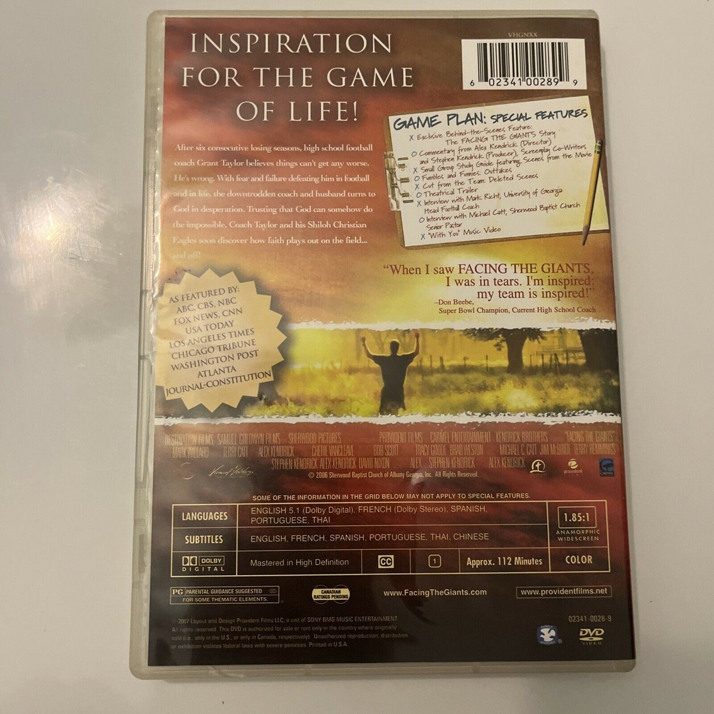 Facing The Giants - Special Collector’s Edition (DVD, 2007) Region 1