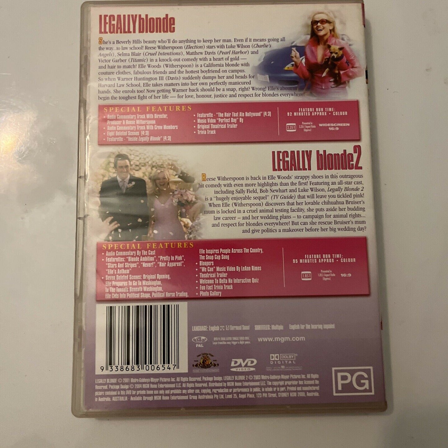 Legally Blonde / Legally Blonde 2 (DVD, 2004, 2-Disc) Reese Witherspoon Region 4